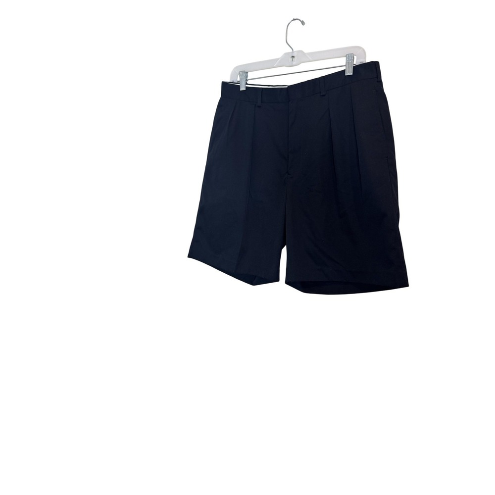 Polo Ralph Lauren Shorts Mens 34 Navy Blue Pleated Chino Polyester Dress Casual